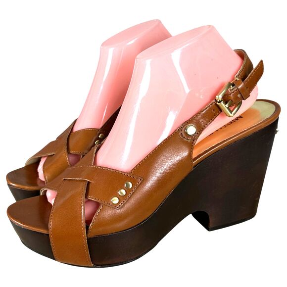 Michael Michael Kors Leather Wood Chunky Platform Wedge Heel Size 10 NEW Other - Picture 1 of 9
